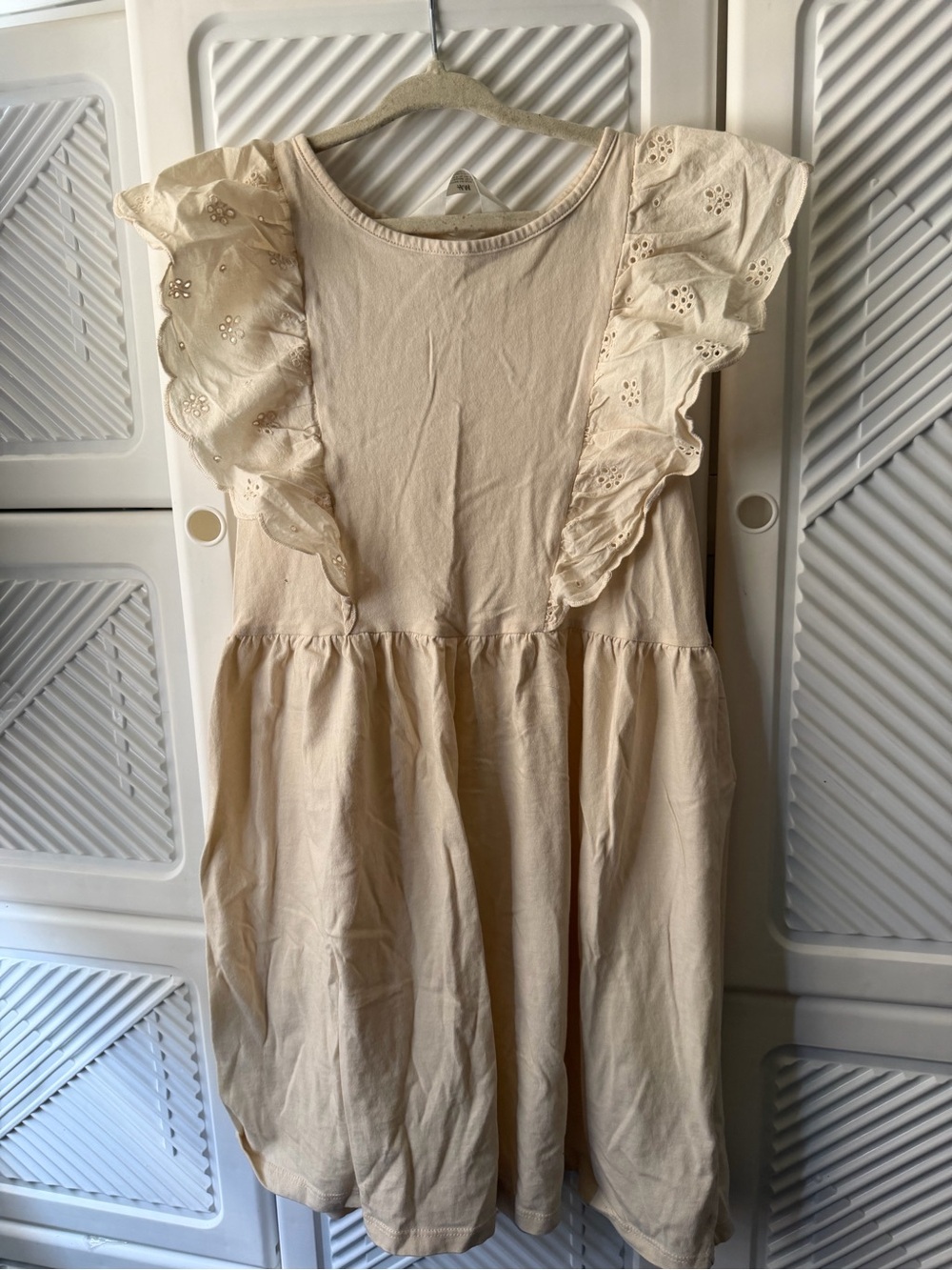 H&M Girls' Cream Eyelet Ruffle Dress